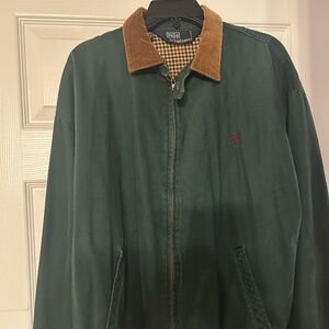 Polo Ralph Lauren Green Jacket with Brown Collar Vintage